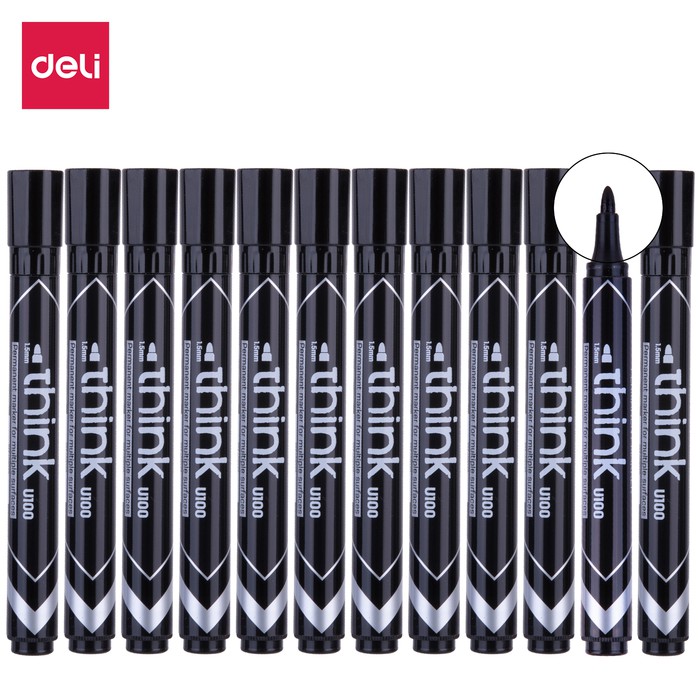 

NEW STOCK DELI EU10020 (BOX) PERMANENT MARKER/SPIDOL PERMANEN-HITAM 12 PCS