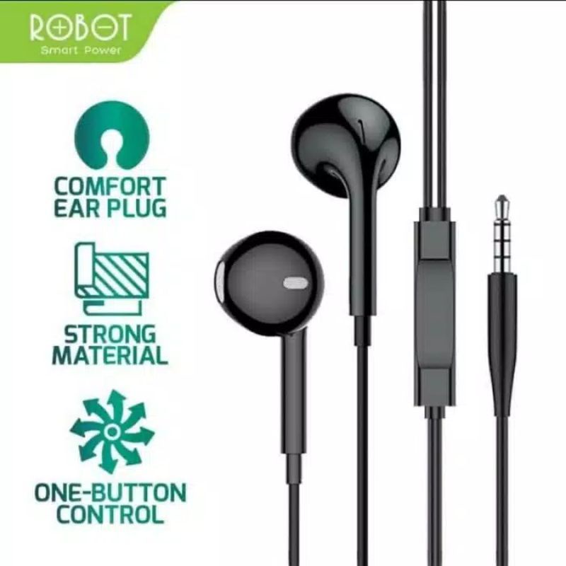 HEADSET ROBOT RE10 BASS - HANDSFREE ROBOT RE10 JACK 3.5MM SUPER BASS -- PELANGI ACCESORIES 88