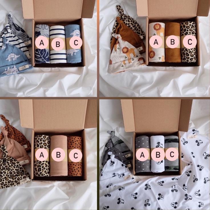 BEDONG/SWADDLE SET KUBIK KAL ( SATUAN ) - KNOT HAT( TOPI ) NEW MOTIF ✍➠ 52