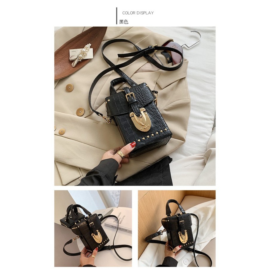 TM-59 tas selempang wanita crocodile leather kulit import korea jepang