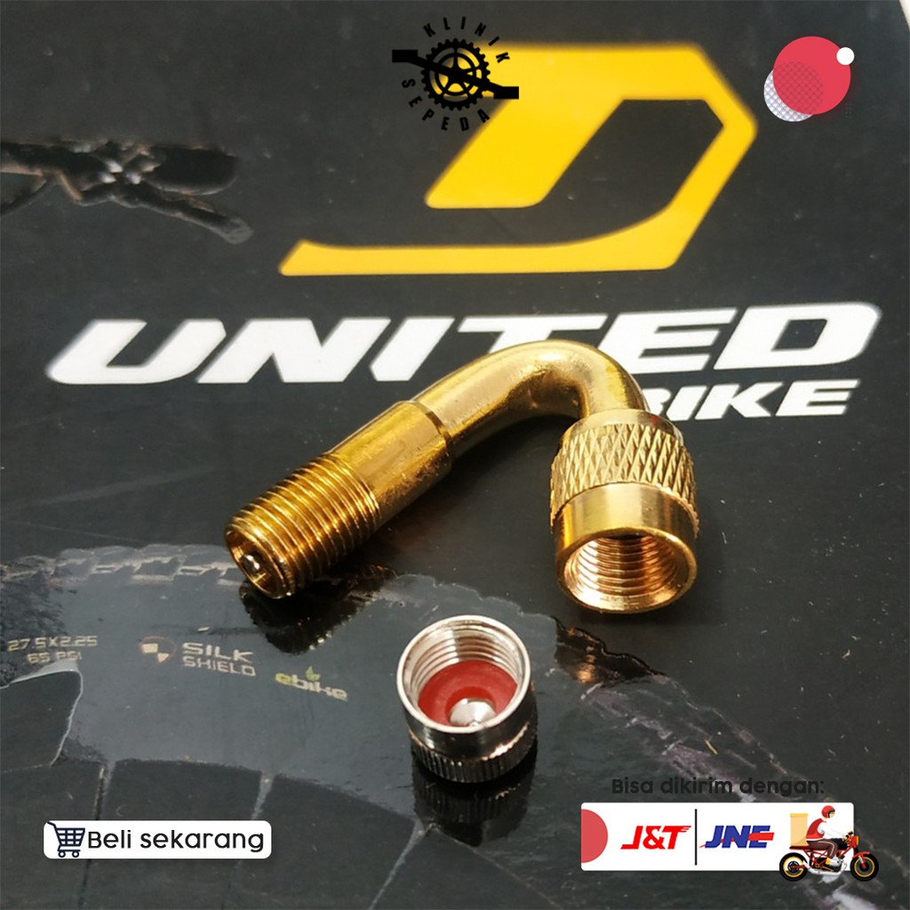 Adaptor Pentil Bengkok Ban Dalam 45 Derajat Komponen Sepeda Perlengkapan Sepeda - New