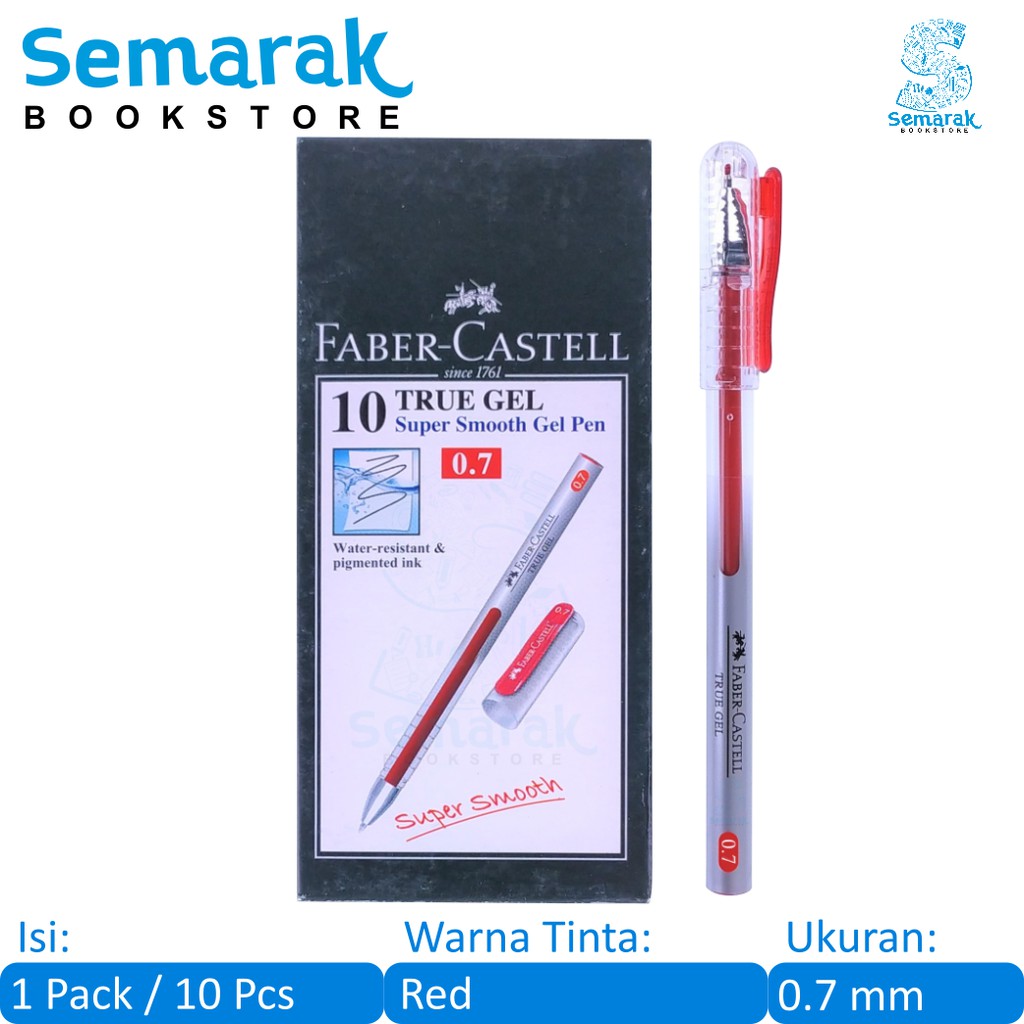 

Faber Castell True Gel Pen 0.7 mm - Red Ink [1 Pack/ 10 Pcs]
