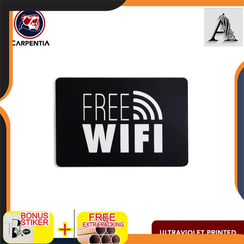 

Murah Acrylic Sign FREE WIFI / Label Akrilik 18x12 cm / A - Hitam Matte/Doff