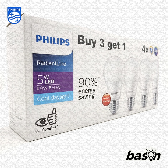 PHILIPS RadiantLine LED Bulb Paket Multipack 5W Putih - isi 4bh