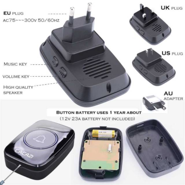 [Promo Free Baterai]Bel Rumah / Bel Pintu Rumah / Bell Rumah / Bell Pintu Rumah - A10 Wireless Remote Door Bell 38Tune - 1PCS Receiver Bel Bintu Nirkabel Jarak Jauh Bel Pintu Rumah Vila Nirkabel Bel Panggilan Masuk Pengingat Panggilan Lansia Waterproof De