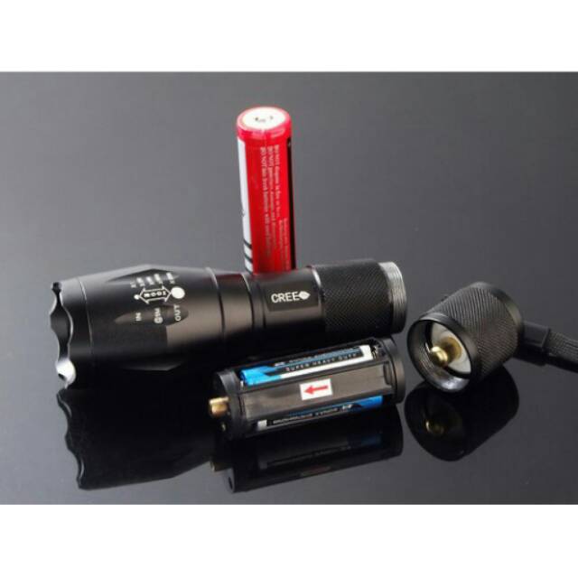 Senter LED 2000 Lumens - Zoom - Besi - Dapat Batere 18650 &amp; Charger - Murah