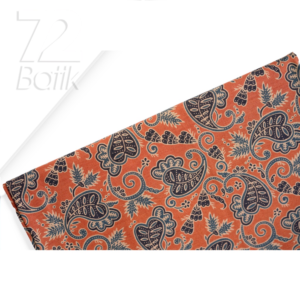 KAIN BATIK PREMIUM Bahan Katun Motif Hati Warna Orange 722328 Cap 72 Jarik Jarit Samping Kebat Panjang Batik Katun Modern Premium Bahan Seragam Batik Pernikahan Kantor Keluarga Murah Kamen Jadi Batik Bali Lembaran