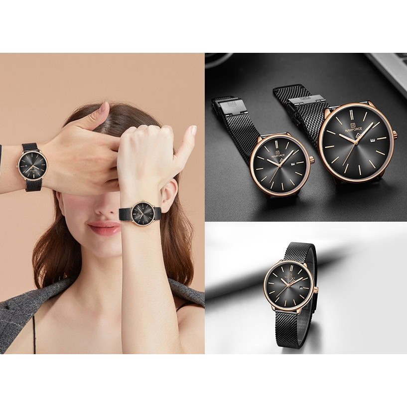 Jam COUPLE NAVIFORCE ORIGINAL NF3012 | Tahan Air  ASLI | ORI | Tali Rantai Pasir | Pasangan