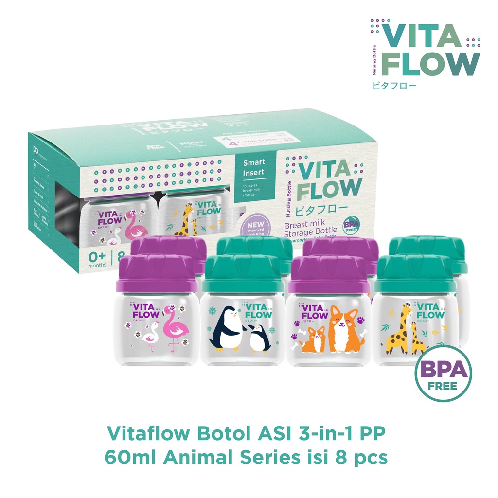 *FRAULEINCO* VitaFlow Vita Flow Botol Asi - 60ml isi 8pcs / 140ml isi 4pcs / Botol Penampung Asi / BOTOL ASI