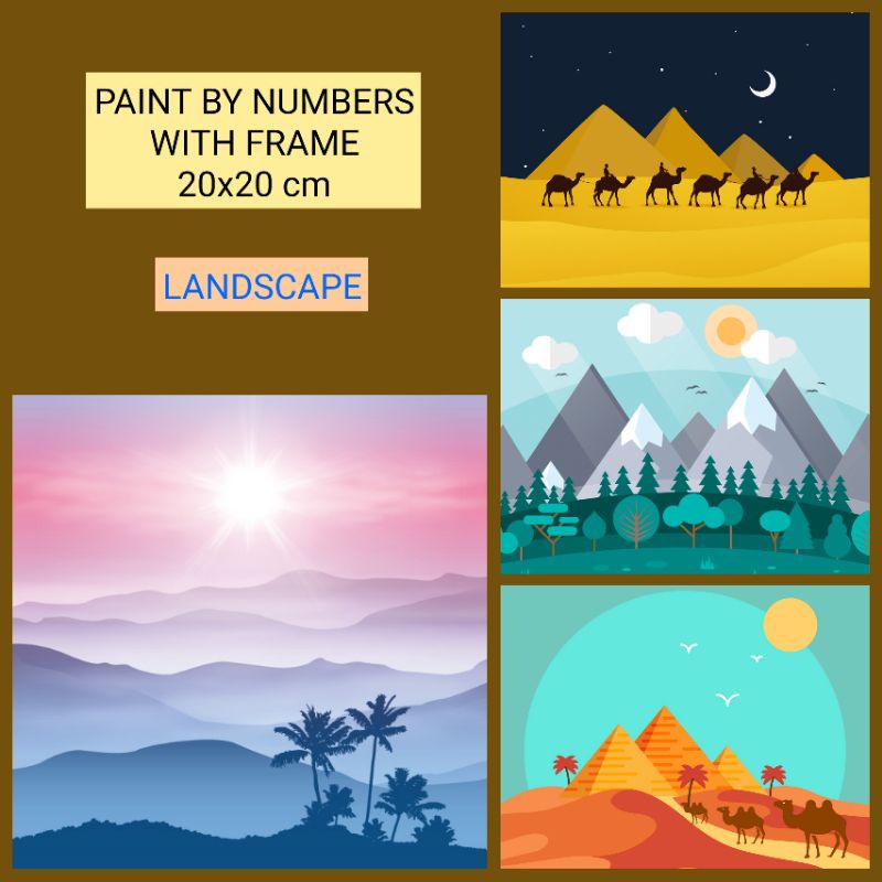 

Paint by Number DIY easy painting kit with FRAME 20x20 cm Pemandangan