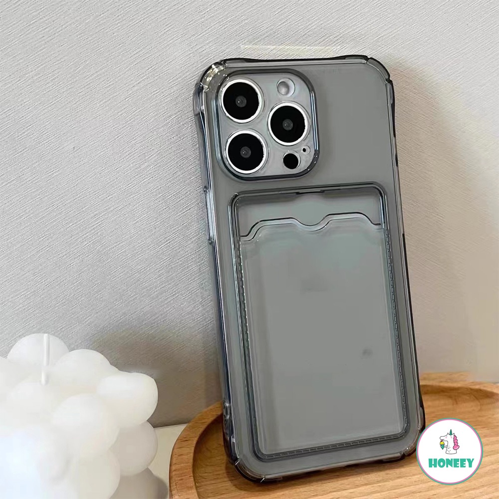 Soft Case TPU Ultra Tipis Shockproof Holder Kartu Cover Iphone 14 13 12 Pro 11Pro Max XR Xs Max 8 7Plus