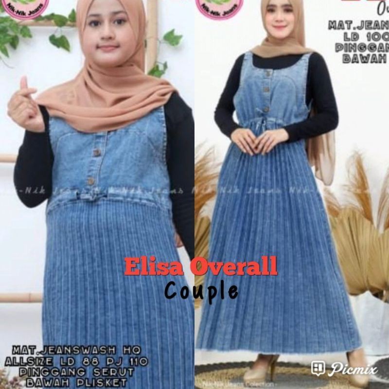 ELISA OVERALL COUPLE | OVERALL JEANS PLISKET IBU DAN ANAK | OVERALL COUPLE KEKINIAN