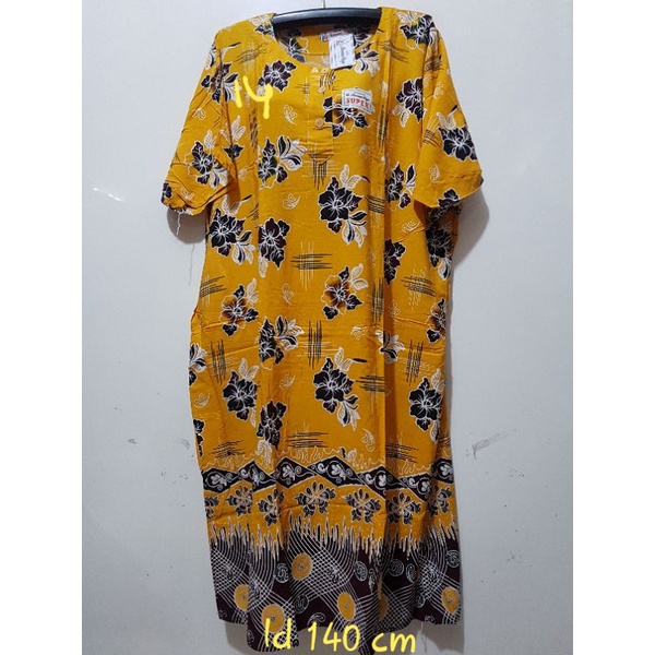 YULI - Daster kencana ungu  L5 JUMBO LD 135-150 CM PB 107 CM BATIK KU LEBEL PUTIH(KUP)-no 14