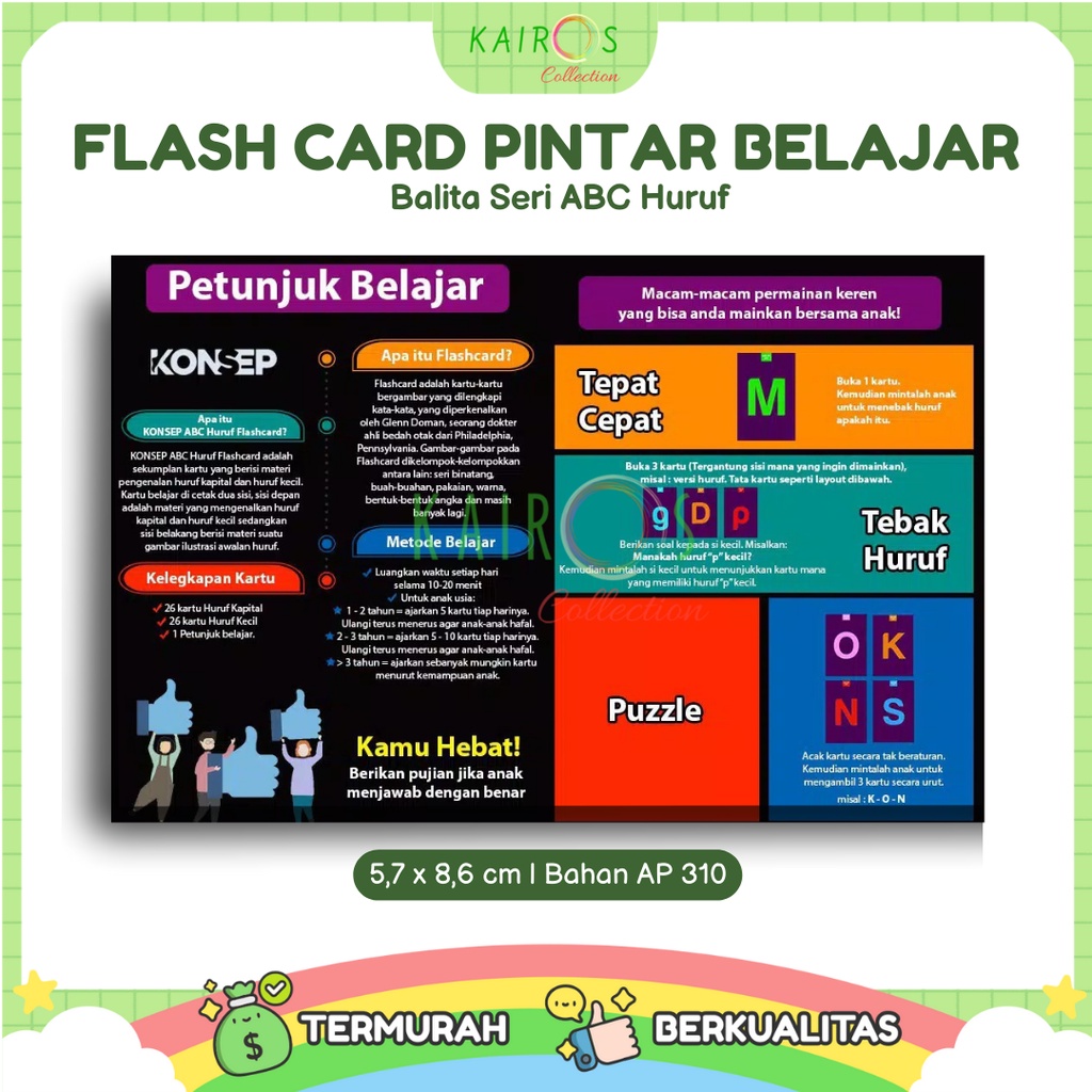 Flashcard / Kartu Pintar Belajar Balita Seri ABC Huruf / Flash Card