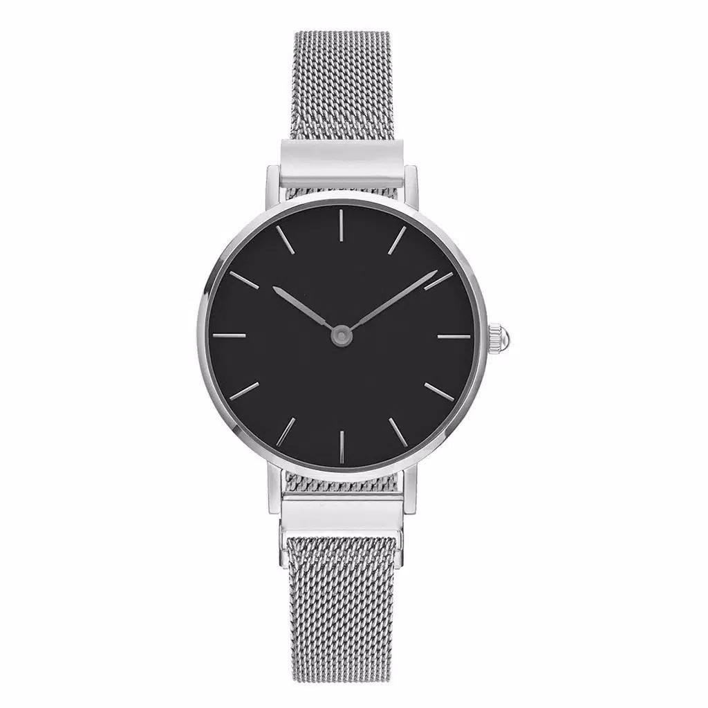 NEW JAM TANGAN RANTAI WANITA-SILVER HITAM