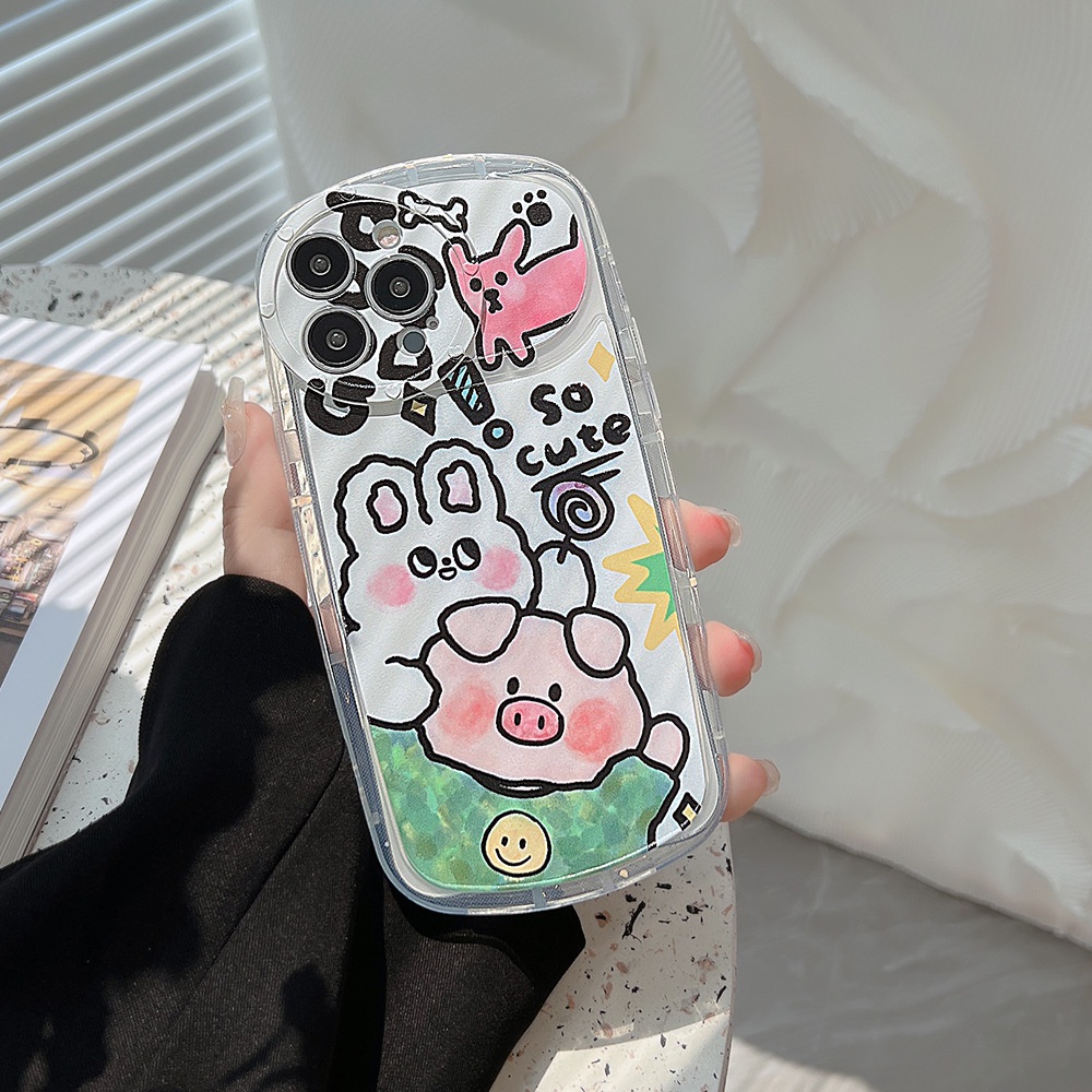 Soft Case Pelindung Penuh Desain Doodle Hewan Anti Jatuh Untuk Iphone 11 12 13 14 PLUS PRO MAX