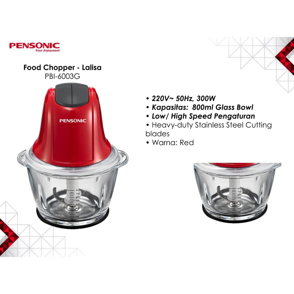 CHOPPER PENSONIC PBI6003G / PBI 6003G [300W/800ML] GLASS