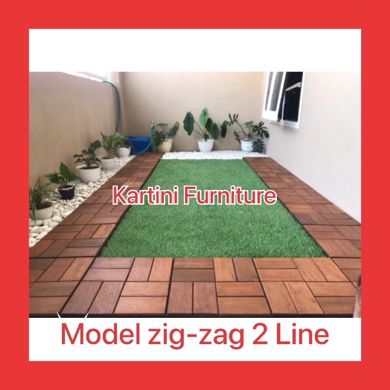 lantai kayu jati bongkar pasang 30cmx30cm decking tile ubin kayu