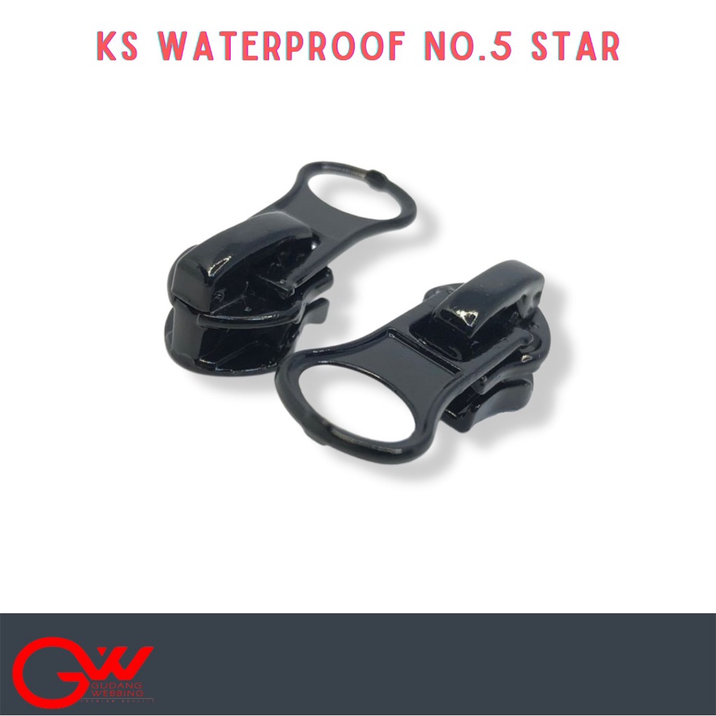 KEPALA SLETING WATERPROOF / HEAD ZIPPER WATERPROOF / WP STAR NO 5 HITAM ECERAN