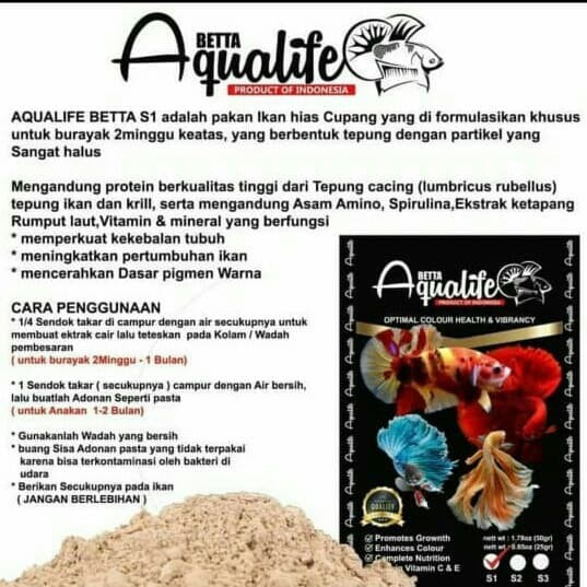 Pelet Burayak Anak Ikan Cupang Aqualife S1 Premium