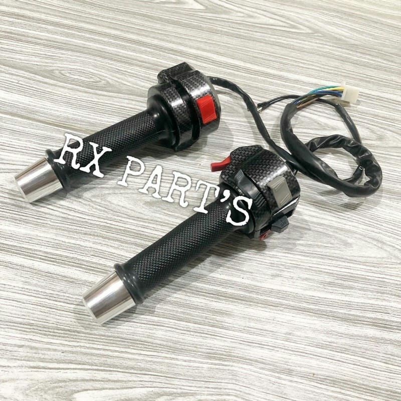 SATU SET SAKLAR KANAN KIRI CARBON / CARBON YAMAHA RX KING / RX KING NEW - VIXION OLD / LAMA - SCORPI