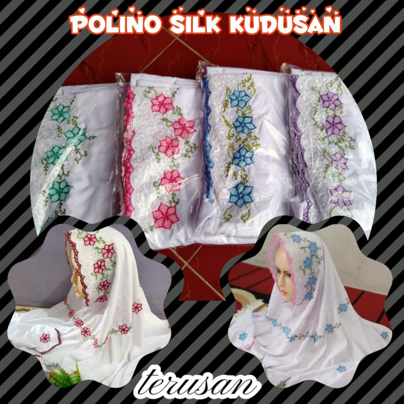 mukena terusan Polino silk kudusan asli