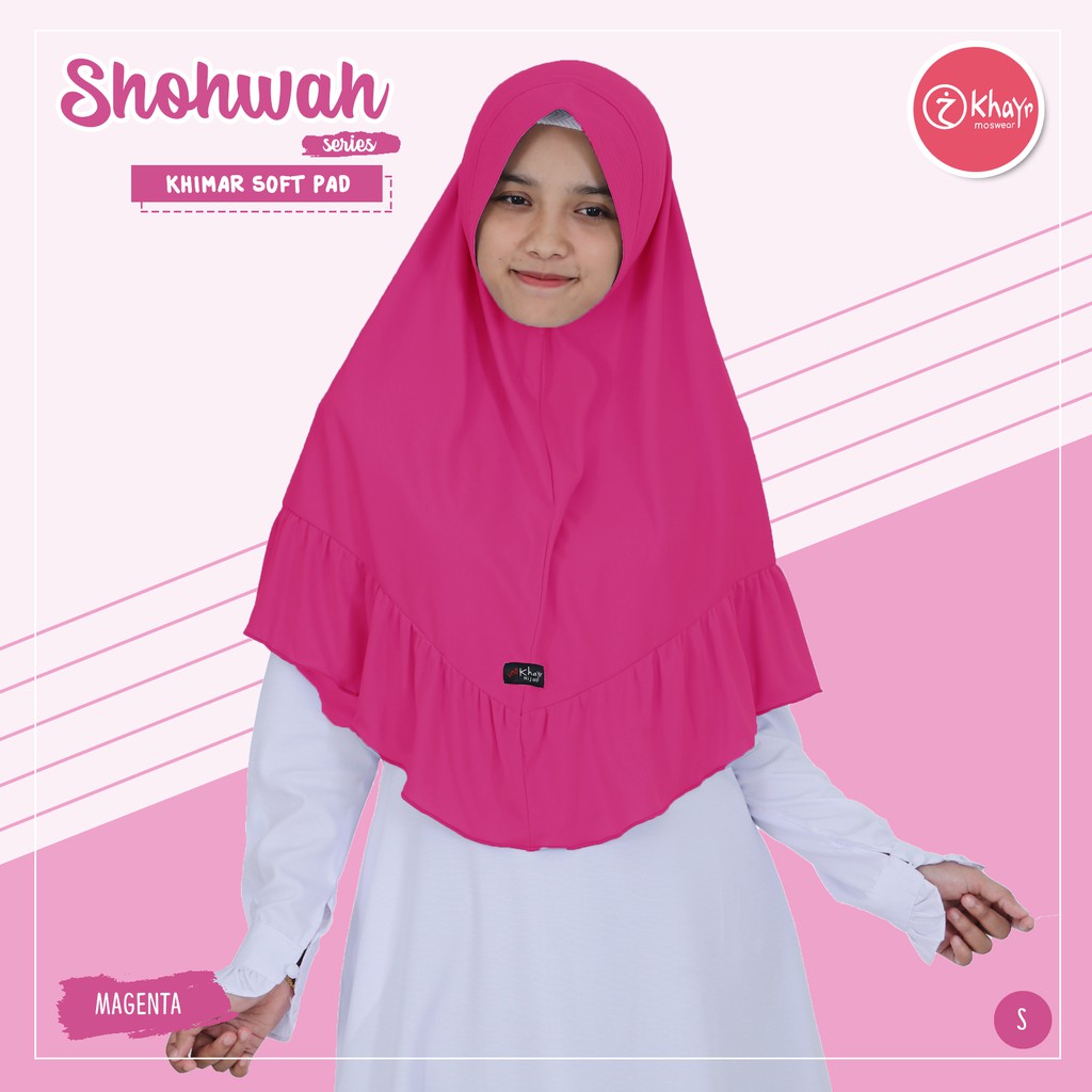 Kerudung Renda Shohwah - Khimar Syari Tidak Nerawang Warna Hitam Magenta