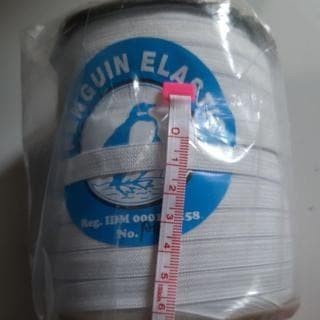 karet elastis 1cm penguin putih per roll - KARET PENGUIN P10A