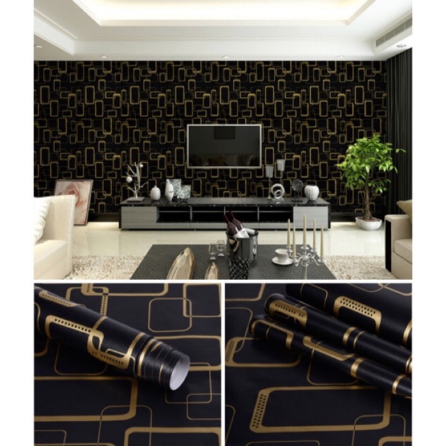 Wallpaper Dinding / Wallpaper Sticker KOTAK MINIMALIS HITAM