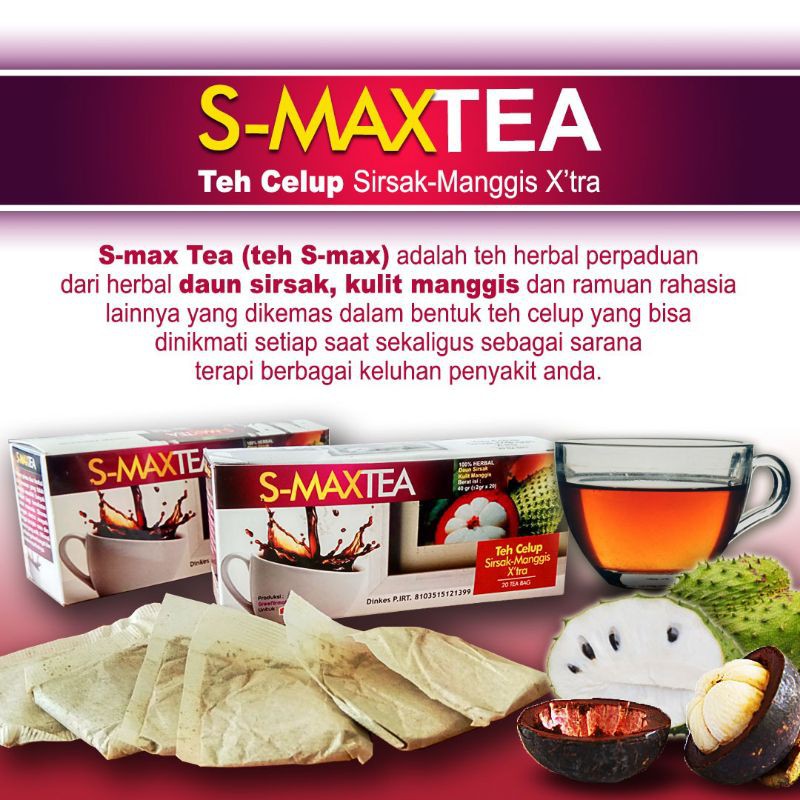 

S-MAX Tea Teh Herbal Daun Sirsak Kulit Manggis isi 20