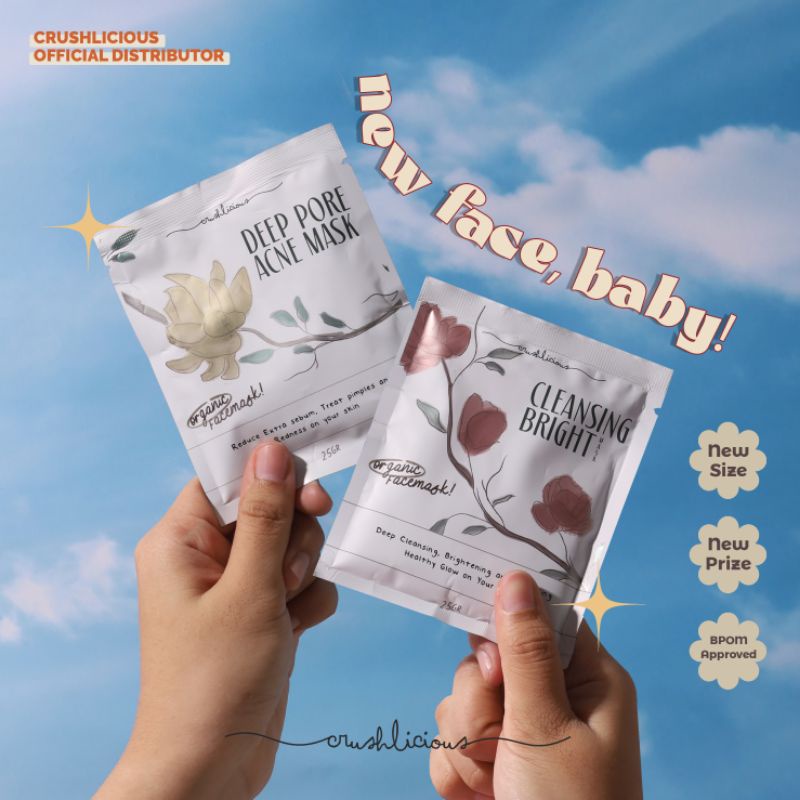 (FREE GIFT ) Masker Crushlicious Minisize, Fullsize, tutty fruitty crushlicious facemask 25gr 60gr cleansing bright mask, deep pore acne mask