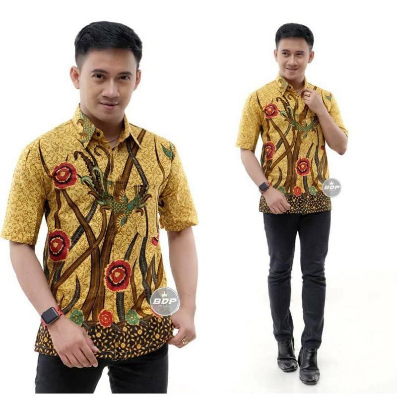 BAJU KOKO PRIA DEWASA LENGAN PENDEK  BAHAN KATUN TOYOBO - KOKO KURTA PAKISTAN -Hem Batik Printing Murah