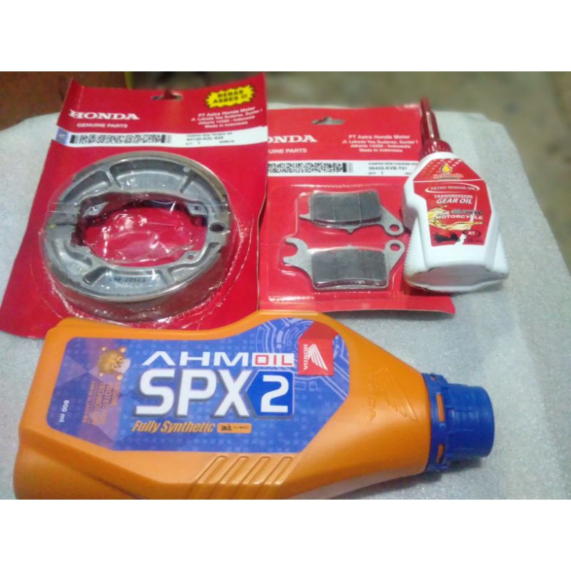 Paket kampas rem depan belakang + oli mesin spx2  oli gardan beat esp vario 125 scoopy esp beat stre