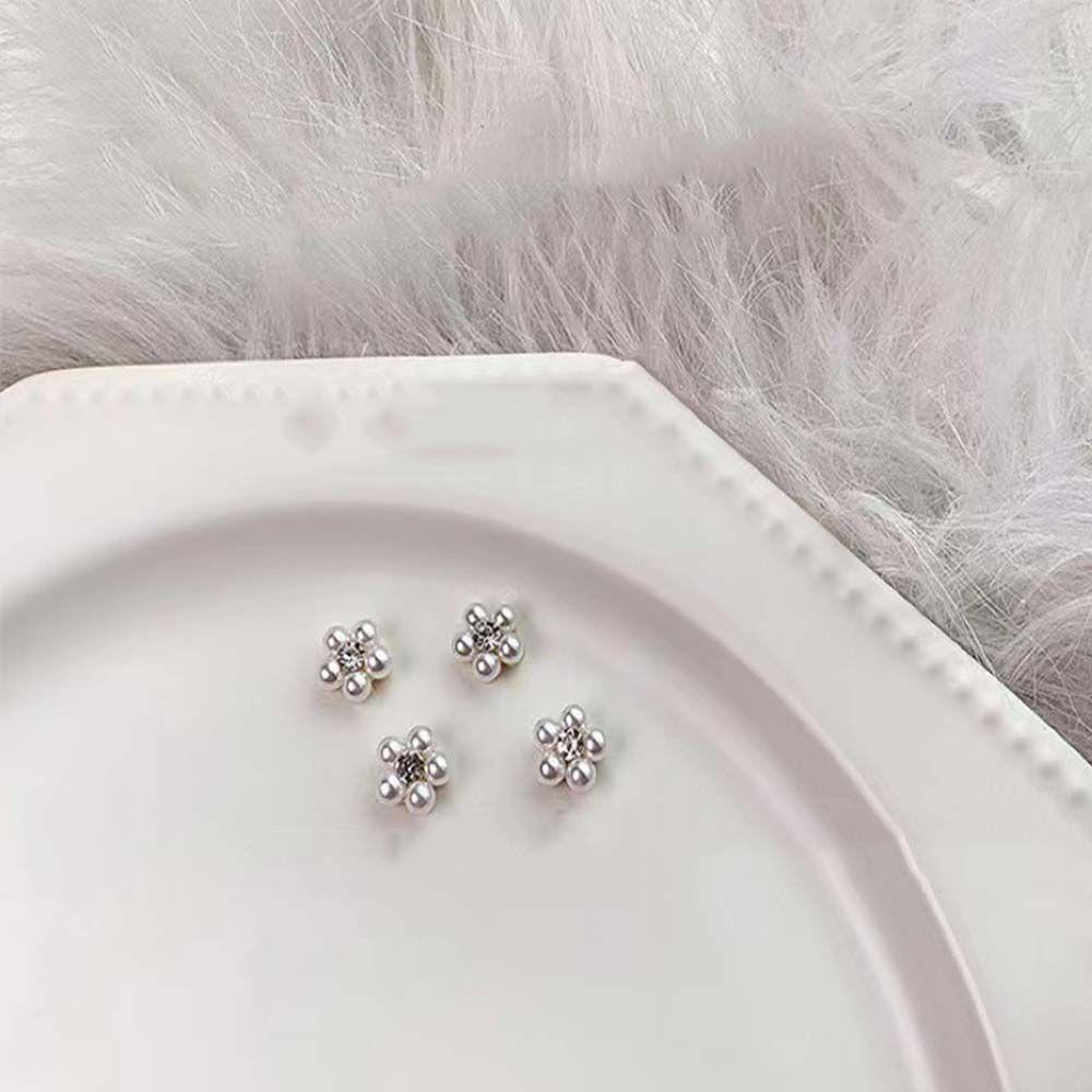 AUGUSTINA Agustina 3D Kuku Charms DIY Fashion Mutiara Imitasi Manicure Alloy Bunga Perhiasan Kuku