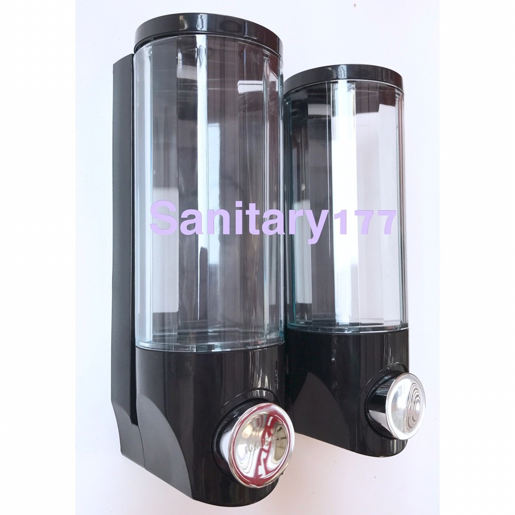 Tempat Sabun Cair DOUBLE Minimalis Hitam Augusto - Dispenser Sabun Soap Dispenser Shampoo /G40