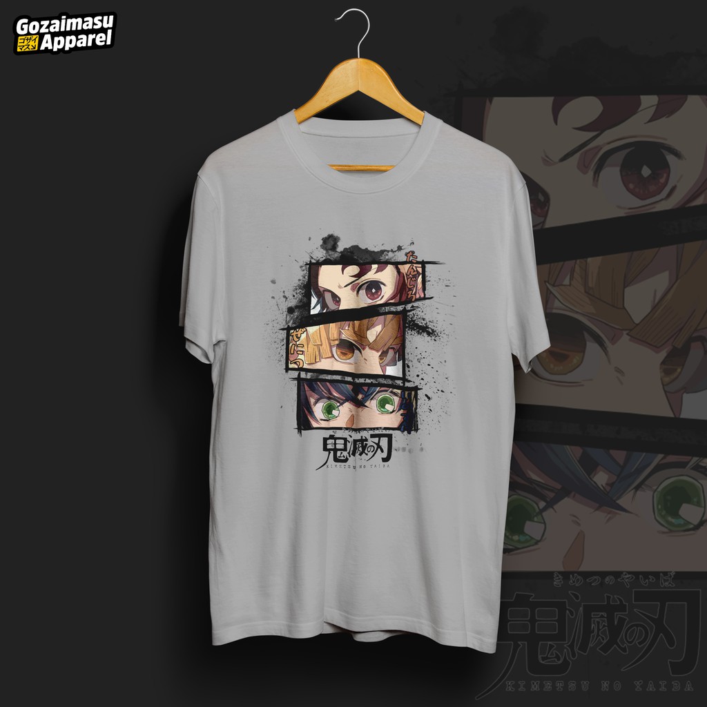 Kaos Kimetsu No Yaiba Tanjiro Zenitsu Inosuke Trio Super Rookie Demon Slayer T Shirt Shopee Indonesia