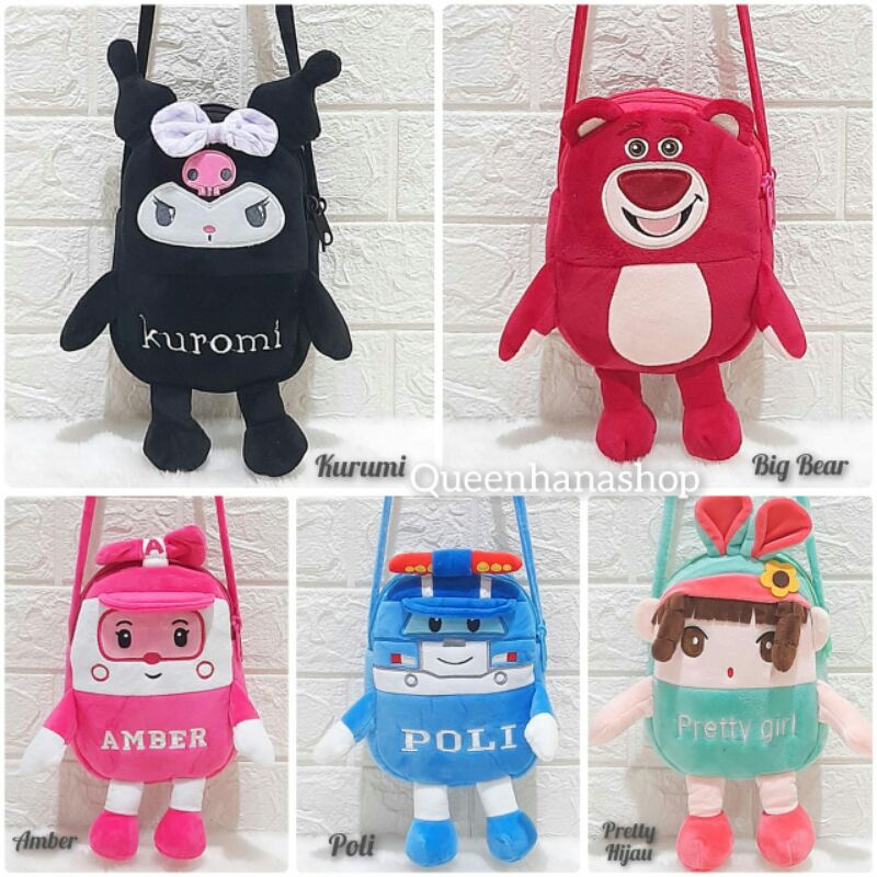 Tas Selempang Anak Karakter / Tas Selempang Boneka Lucuk