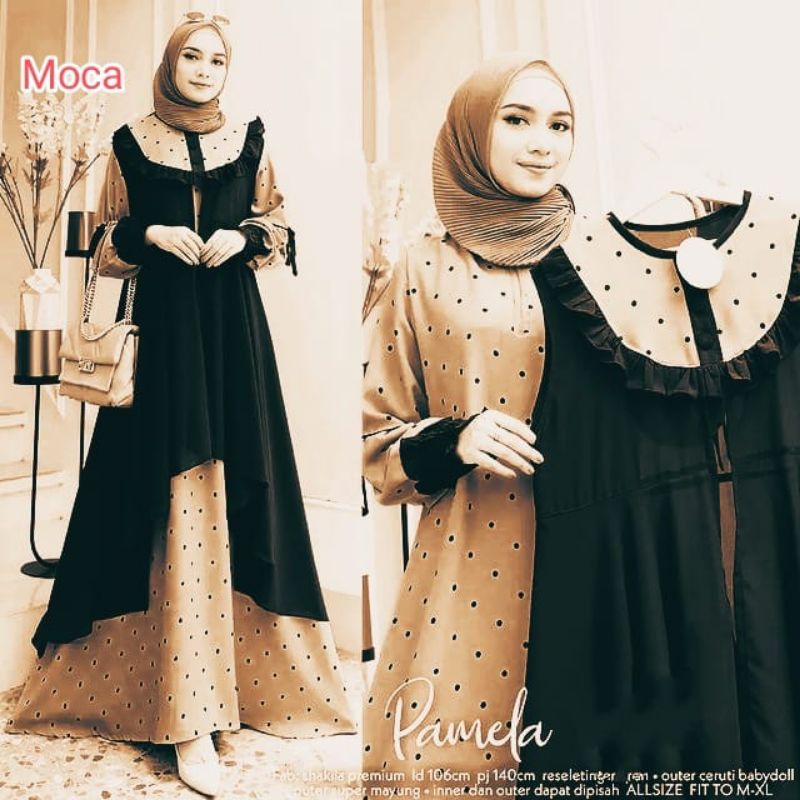 gamis pamela set iner dan outer bisa di pisah