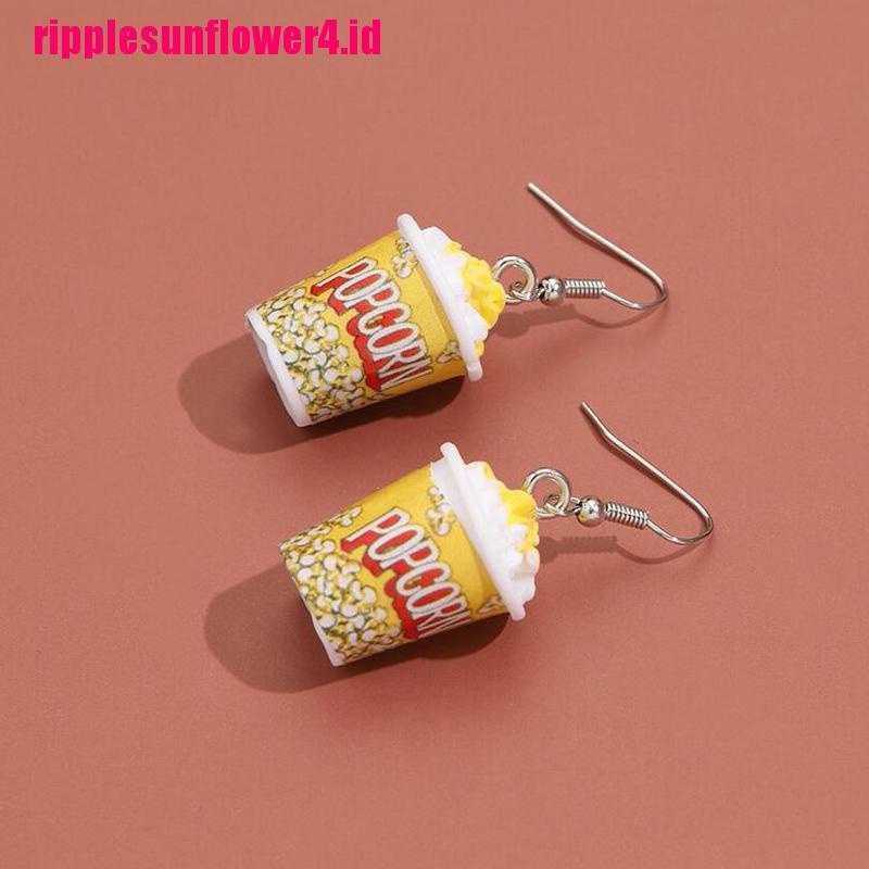 Anting Kait Gantung Desain Popcorn 3d Bahan Resin Untuk Wanita