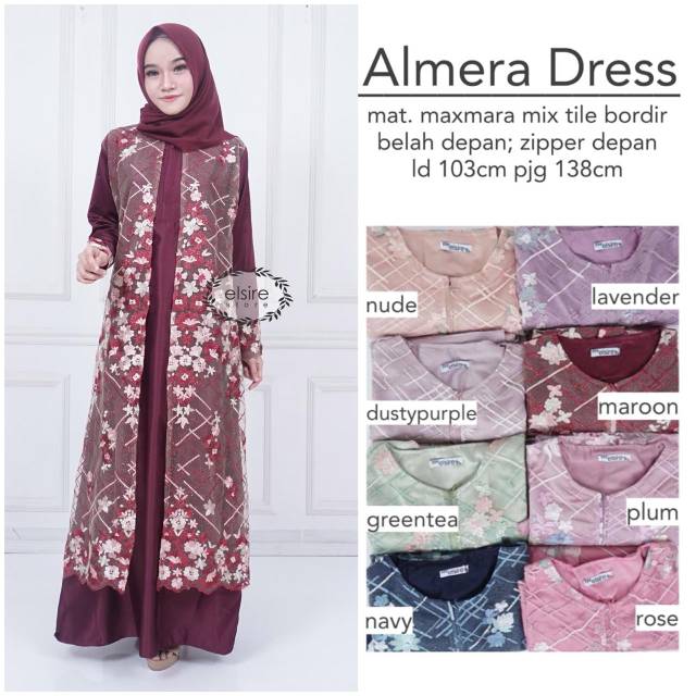 Gamis almera dress twotone original elsire premium