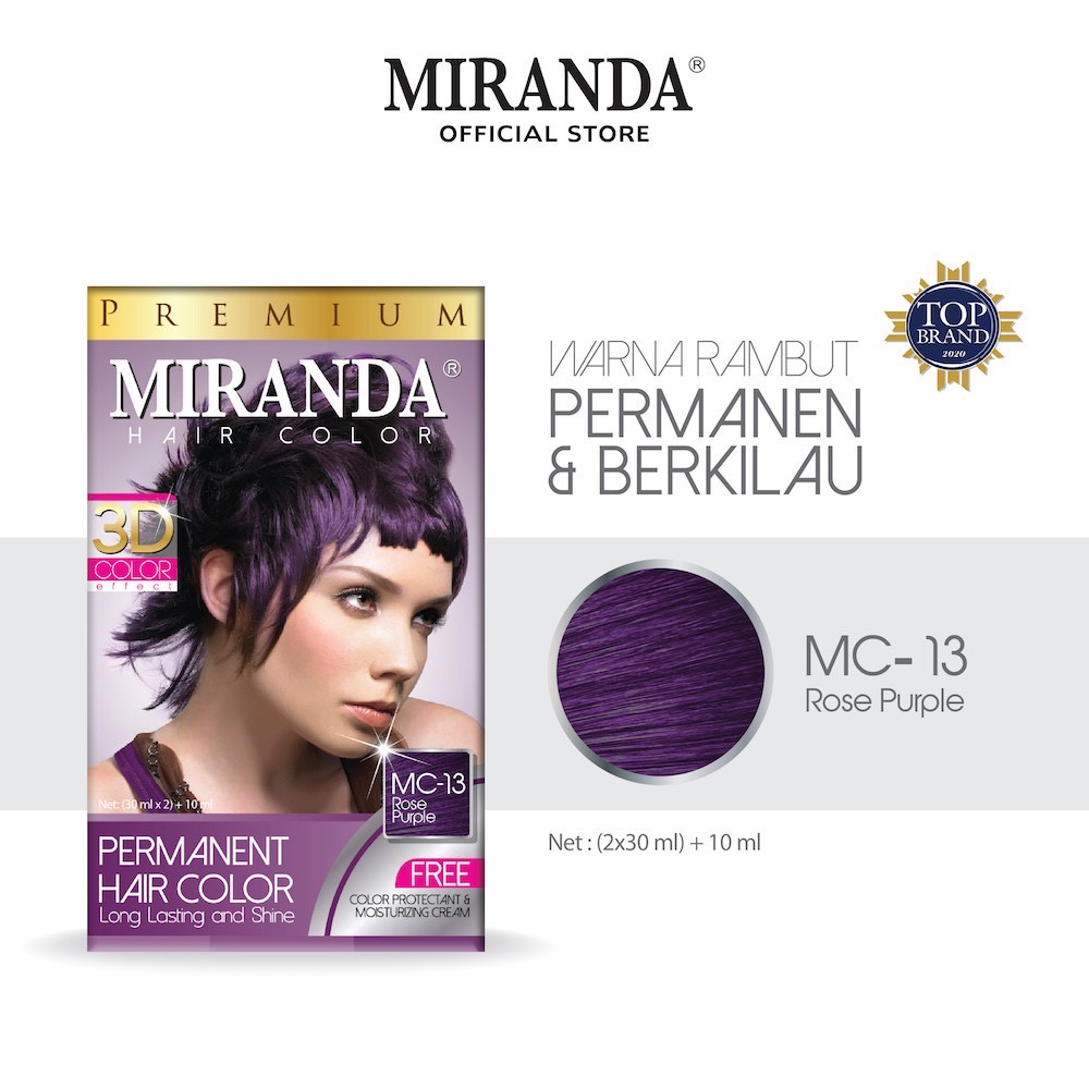 Miranda Hair Color (Cat Rambut Permanen) MC13 Rose Purple 30ml