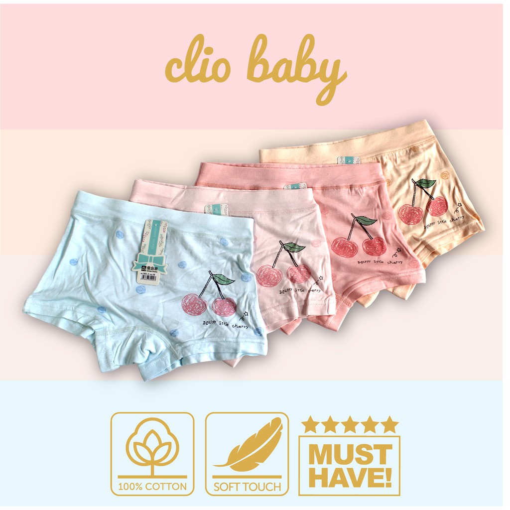 Boxer anak perempuan bahan katun impor dengan ziplock pouch Celana dalam boxer anak cewe bahan katun