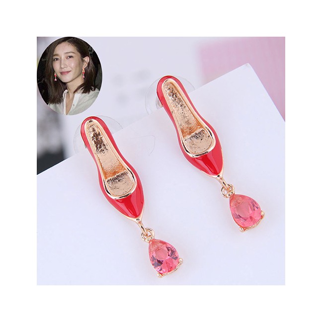 LRC Anting Tusuk Fashion Red High Heel Earrings A57979
