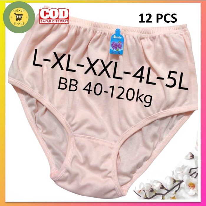 Celana Dalam Wanita Katun JUMBO SIZE (12 PCS) CD Wanita JUMBO CD Ibu Hamil Tebal 1 Lusin