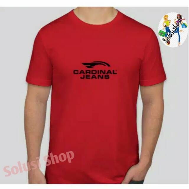 Baju Kaos  Lengan Pendek Cardinal  Jeans Logo Texs Hitam 