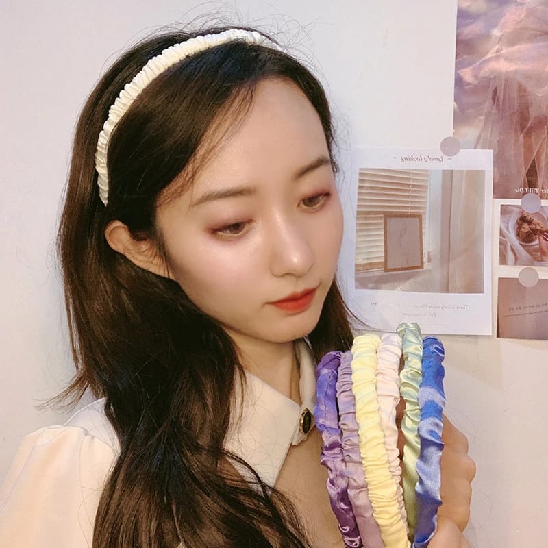 Bando Korea Kerut Aksesoris Fashion Wanita /Scrunchie Gaya Korea Scrunchies Headband Import Bahan Satin Sifon Lucu Bando Murah F639