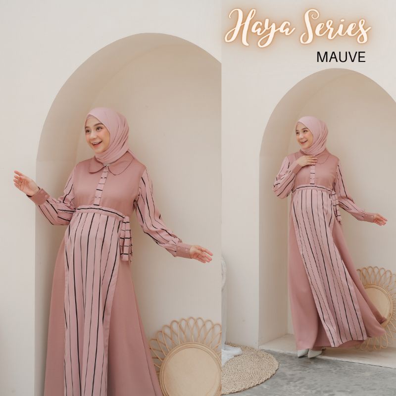 Baju Gamis Haya Dress Salur Bukan Baju Hamil