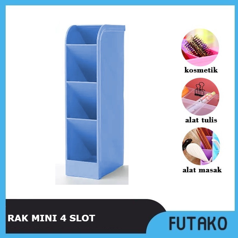 FUTAKO Rak Laci Plastik 4 Slot / Rak Mini 4 Sekat Pulpen Spidol Serbaguna