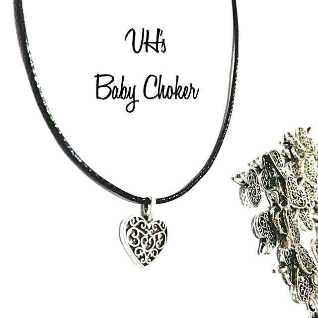 Baby Choker Necklace Silver Heart | Kalung Handmade