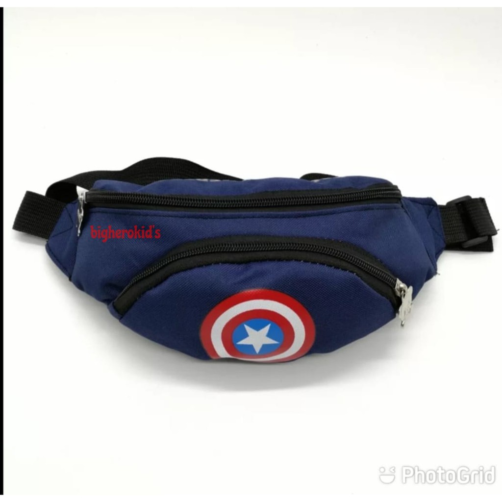 KSO_BAG - Tas Selempang WaistBag Anak Dan Laki Laki Termurah Motif Carakter CAPTAIN AMERIKA Terlucu